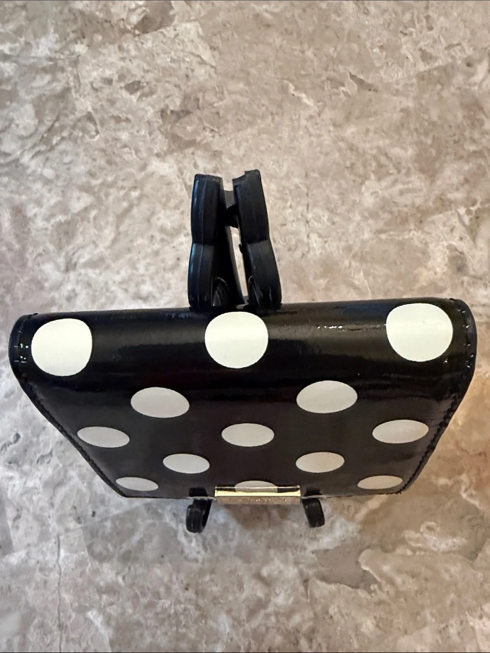 kate spade Black Patent Polka Dot Wallet with Cream Dots - Picture 15 of 16